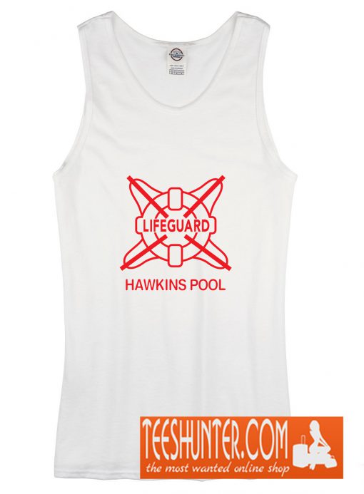 Hawkins Pool Lifeguard - Red Logo Tank Top