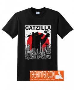 Catzilla Japanese Vintage Sunset Style Cat Kitten Lover T-Shirt