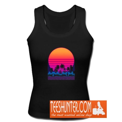 80s Vaporwave Palm Trees Sunset Tank Top