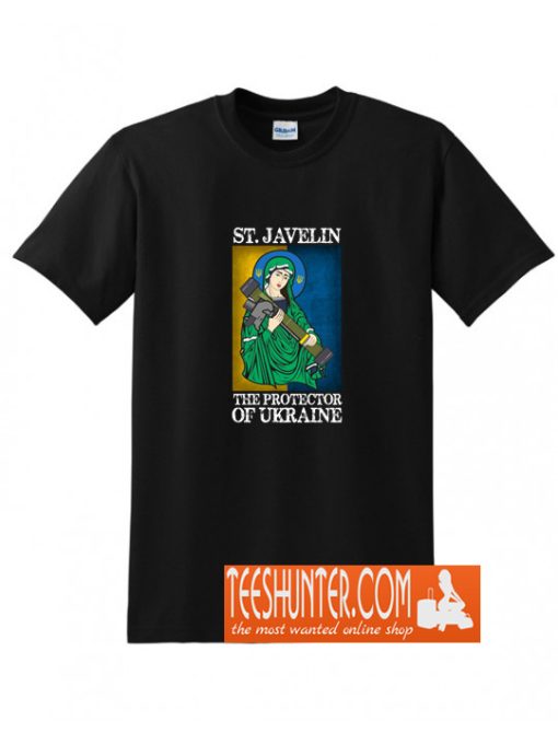 Saint Javelin Protector of Ukraine Support Ukraine Flag T-Shirt