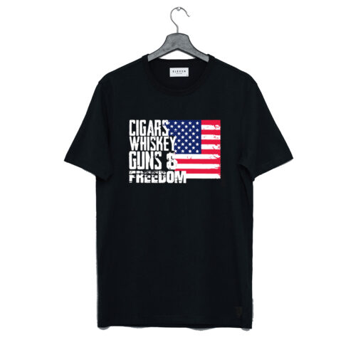 American Flag Cigars Whiskey Guns And Freedom T-Shirt